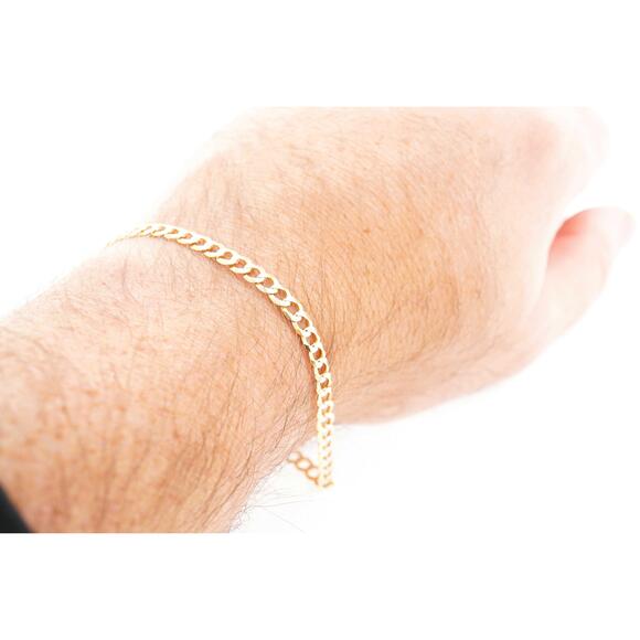 Estate 14k Yellow Gold Cuban Style Bracelet 8.5" Lobster Cla - Picture 5 of 6